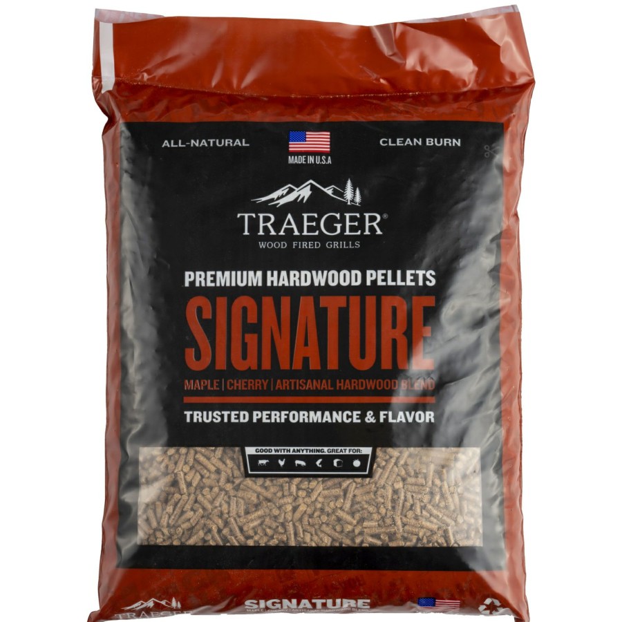 Outdoor Supplies * | Traeger Signature Hardwood Pellets All Natural Cherry/Hickory/Maple 20 Lb Discount