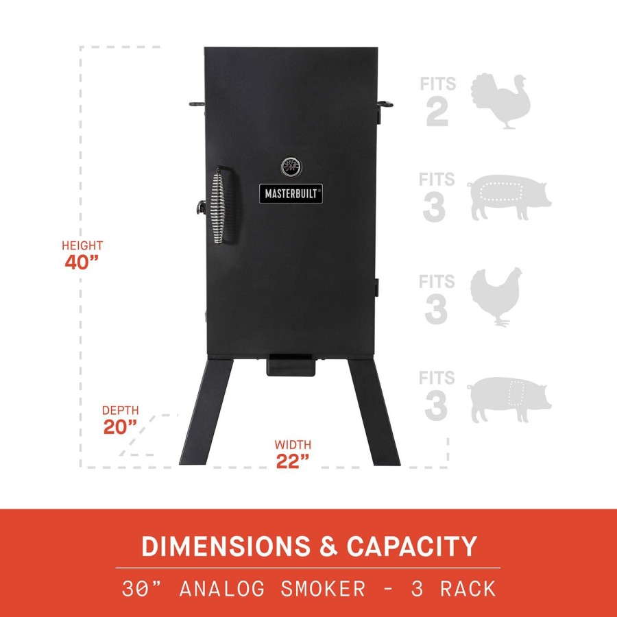 Promotion * | Masterbuilt Analog Wood Chips Vertical Smoker Black Sale