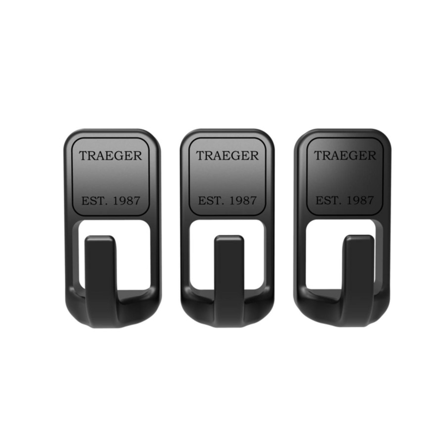 Outdoor Supplies * | Traeger Stainless Steel Black Magnetic Hooks 3 Pk Sale