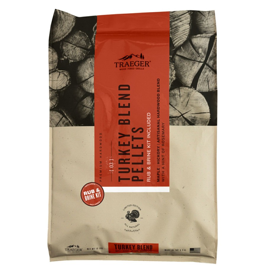 Outdoor Supplies * | Traeger Hardwood Pellets With Brine Kit All Natural Turkey Blend 18 Lb Promotion